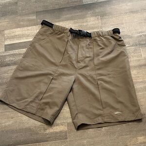 Avia Olive Green Men's Athletic Shorts with Built-In Webbed Belt